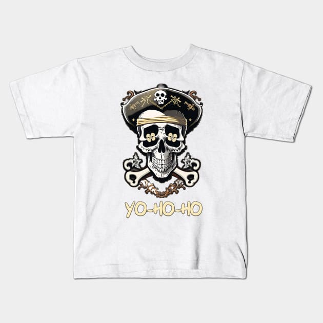 Yo-Ho-Ho Pirate Skull - Raise the Jolly Roger Kids T-Shirt by Salaar Design Hub